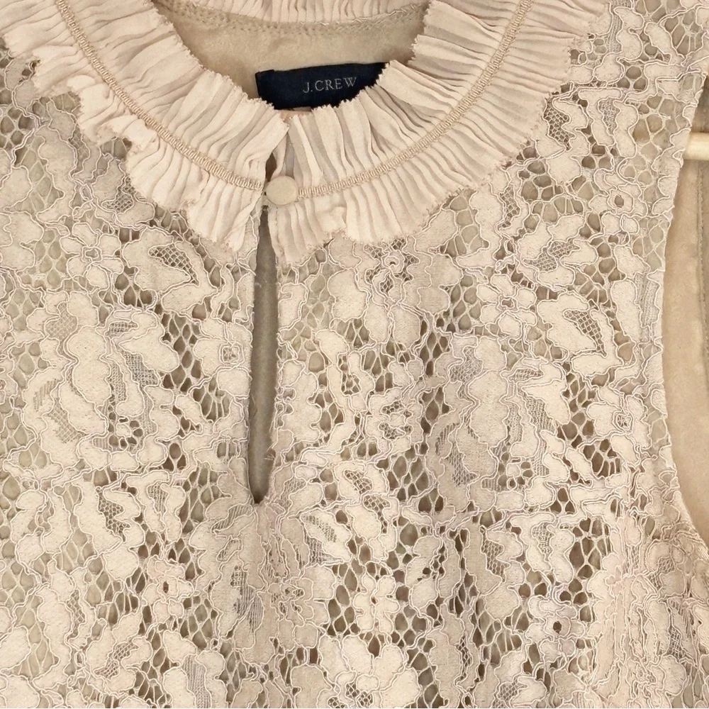 J Crew Lace Ruffle Sleeveless Blush Top Sz XS